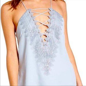 WAYF Lavender Lace Up Tank Top size M